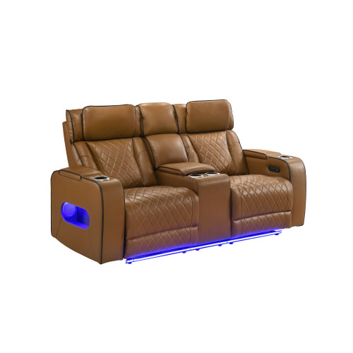 Regal Leather-gel Power Loveseat Cognac Regal Leather-gel Power Loveseat Cognac